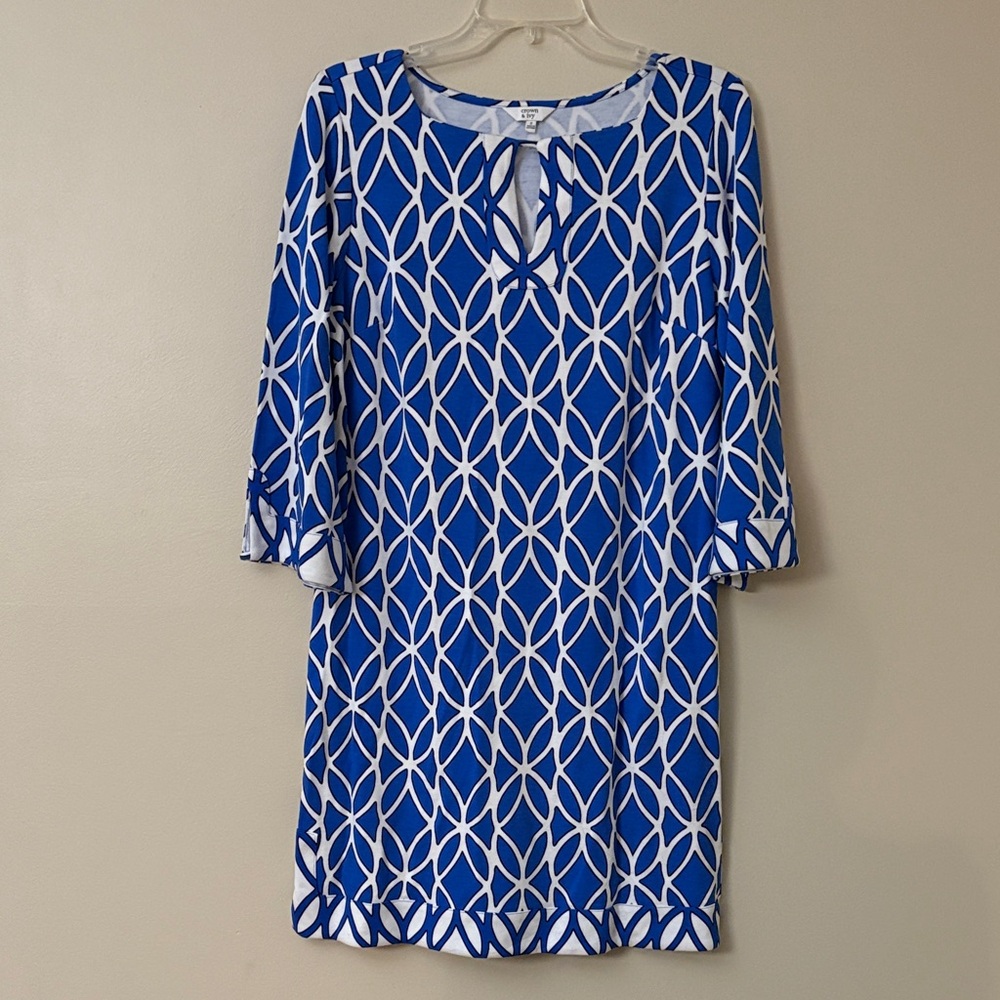 Crown & Ivy Blue and White Patterned Tunic Dress